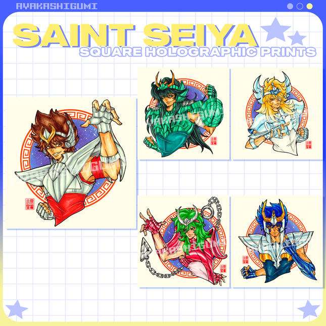 SAINT SEIYA holographic square prints SAINT SEIYA holographic square prints