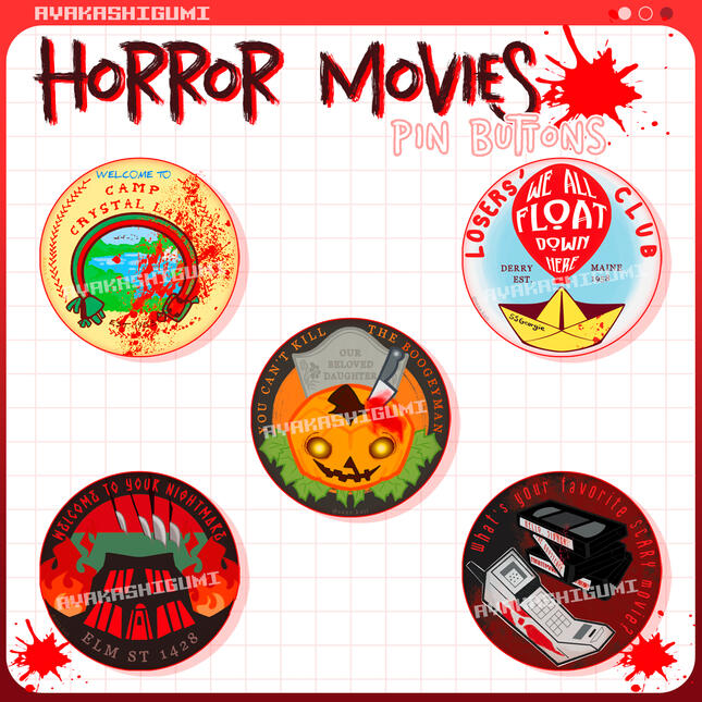HORROR MOVIES pin buttons HORROR MOVIES pin buttons