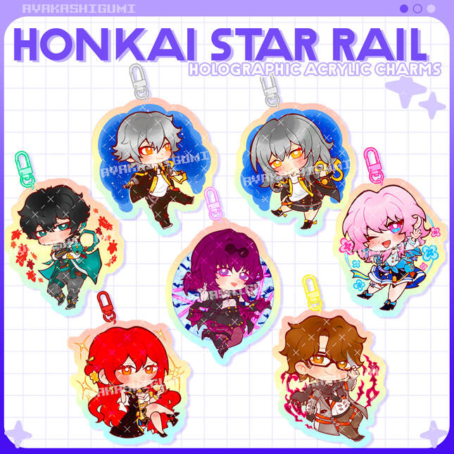 HONKAI STAR RAIL holographic acrylic charms HONKAI STAR RAIL holographic acrylic charms