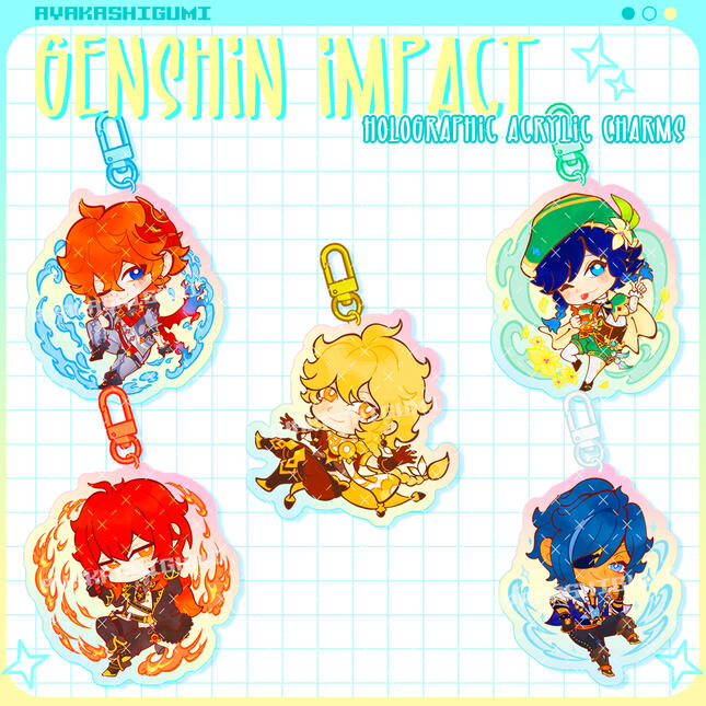GENSHIN holographic acrylic charms GENSHIN holographic acrylic charms