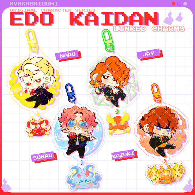 ORIGINAL CHARACTERS linked acrylic charms