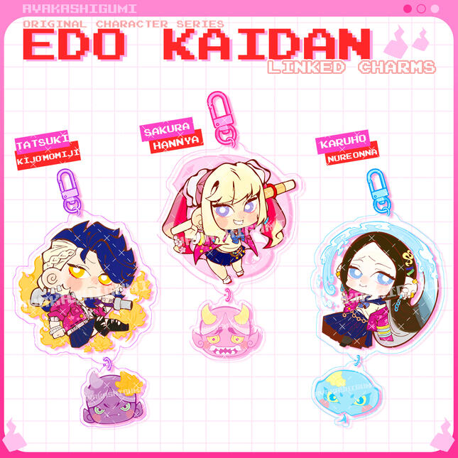 ORIGINAL CHARACTERS linked acrylic charms