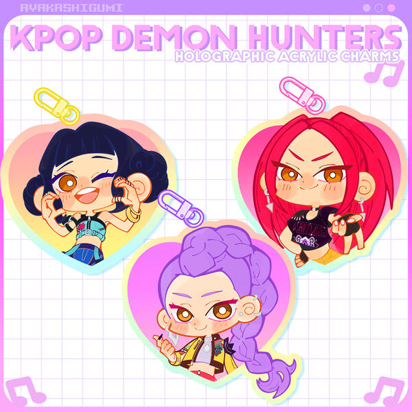 KPOP DEMON HUNTERS acrylic holographic charms KPOP DEMON HUNTERS acrylic holographic charms